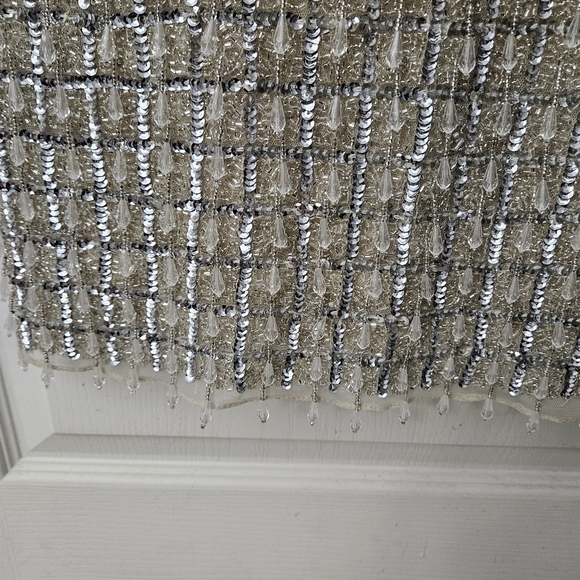 MAC DUGGAL NUDE SLEEVELESS HIGH NECK BEADED MIDI SHEATH DRESS 8 NWOT - Picture 11 of 13